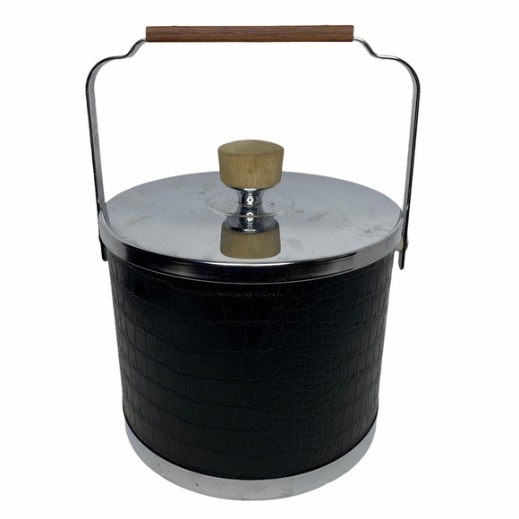 Vintage‎ Black faux alligator ice bucket atapco - Picture 1 of 11